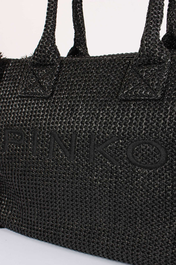Shopping Beach Rafia Nero-6