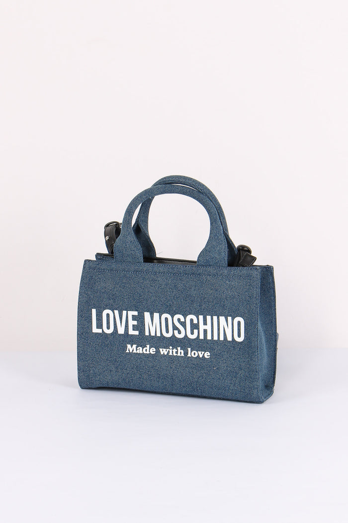 Shopping Mini Canvas Lettering Denim-2