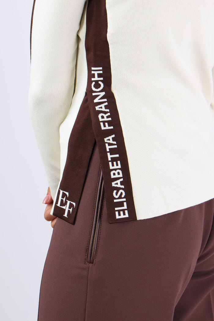 Maglia Tricot Spacchi Milk/coffee-8