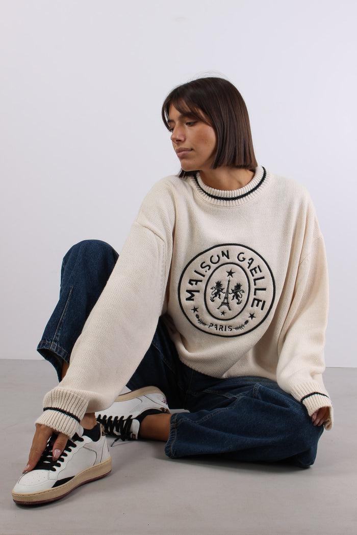 Maglia Maxi Logo Maison Gaelle Crema-4