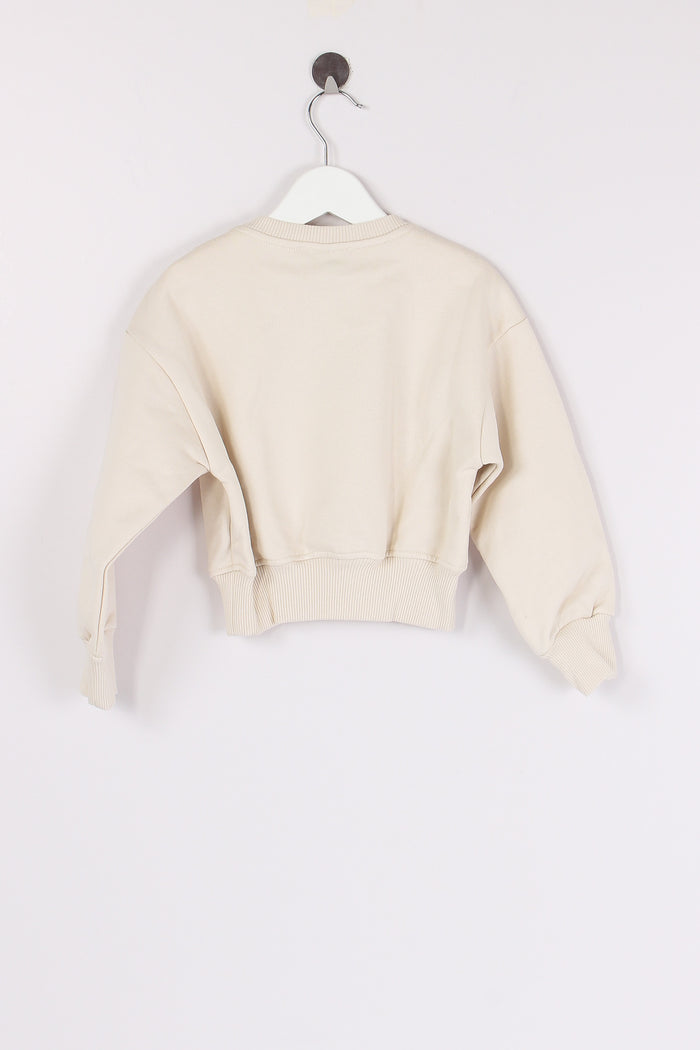 Felpa Cropped Ricamo Beige-3