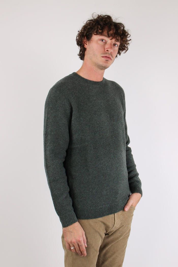Girocollo Lana Boucle Forest Green-6