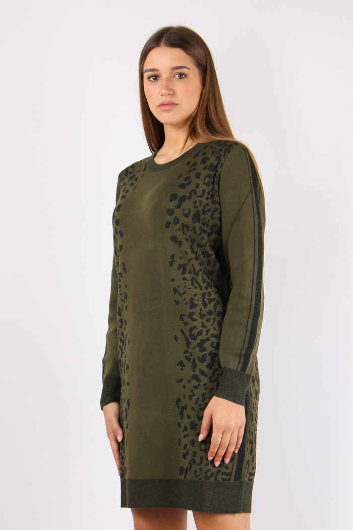 Abito In Maglia Macula Lurex Olive/nero-3