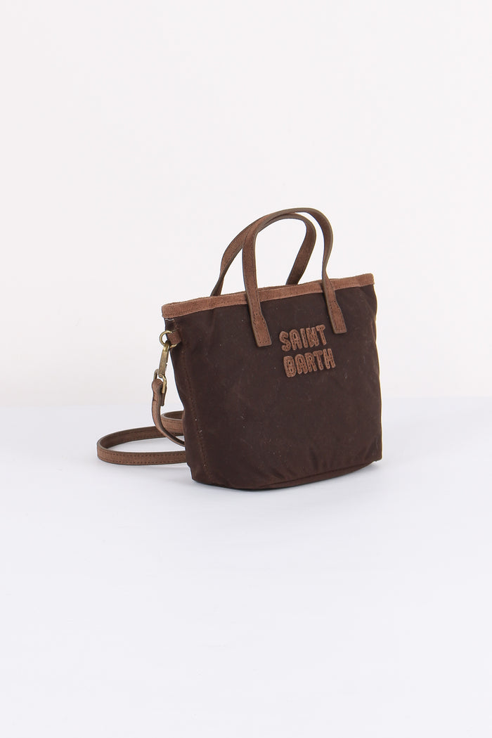 Borsa City Mini Ricamo Logo Brown-7