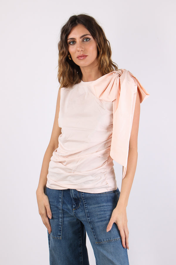 Aimee T-shirt Fiocco Spalla Silver Peony-2