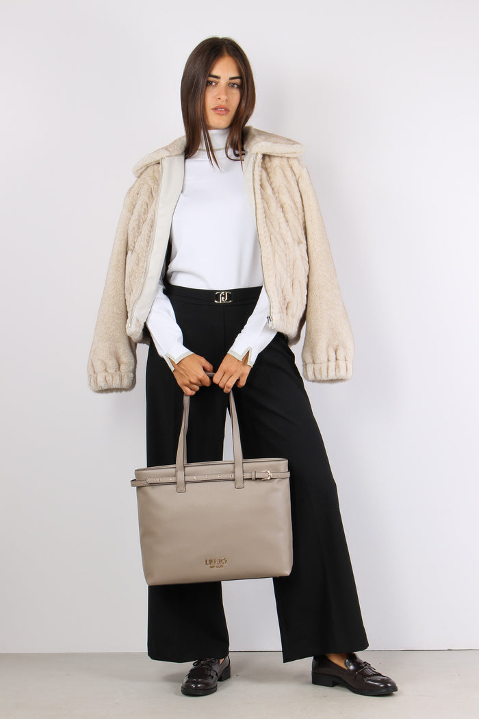 Pelliccia Effetto Treccia Beige