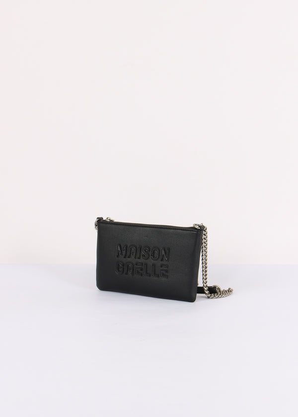 Pochette Tracolla Maxi Logo Rilievo Nero-2