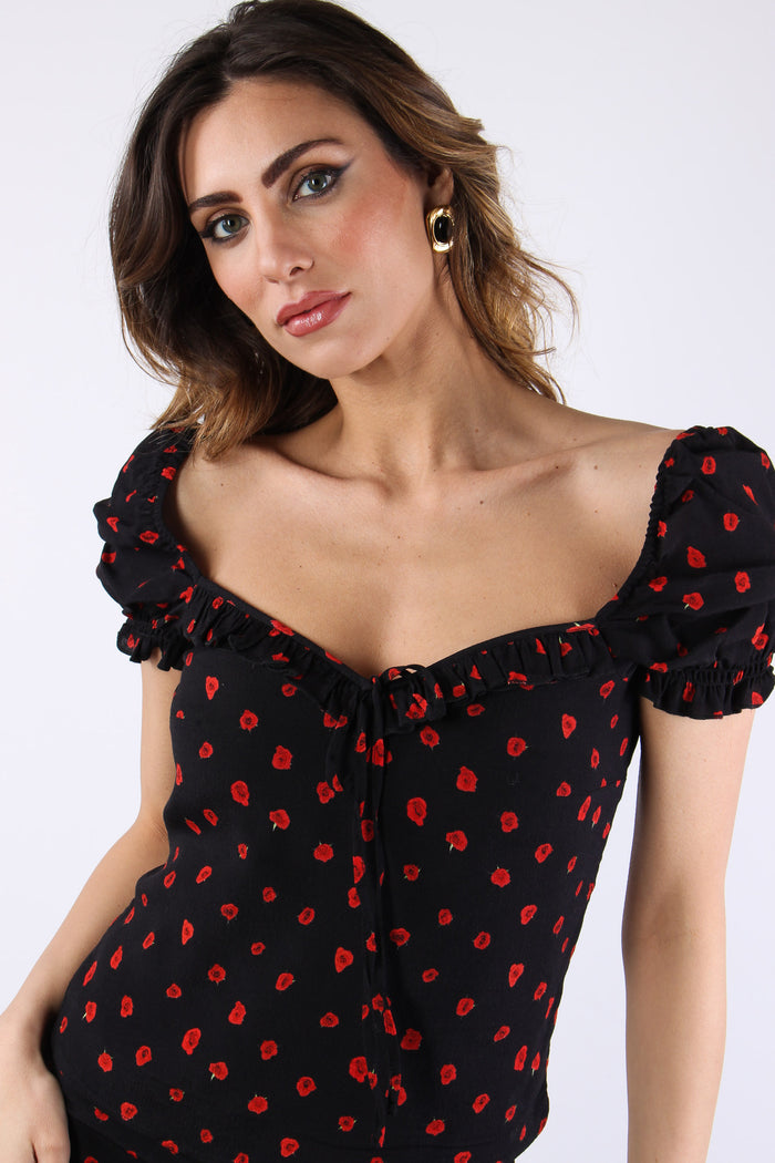 Top Corto Spallina Arriccio Nero-8