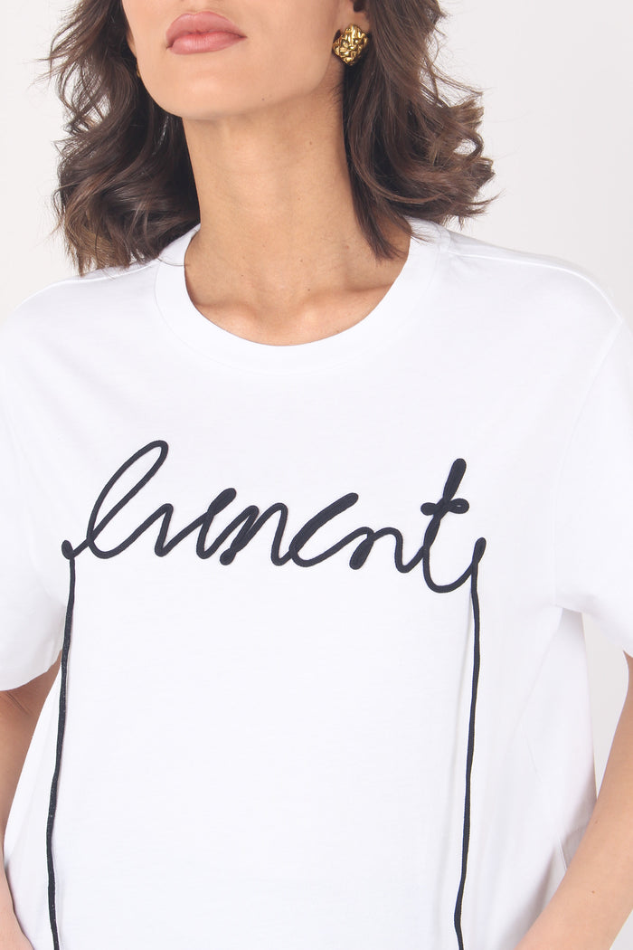 T-shirt Scritta Ricamo Bianco-8