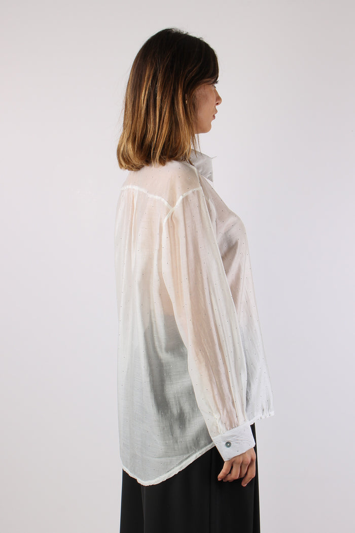 Camicia Over Mussola Strass Bianco-8