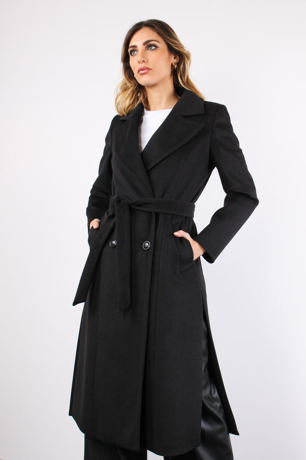 Cappotto Lungo Vestaglia Nero-2