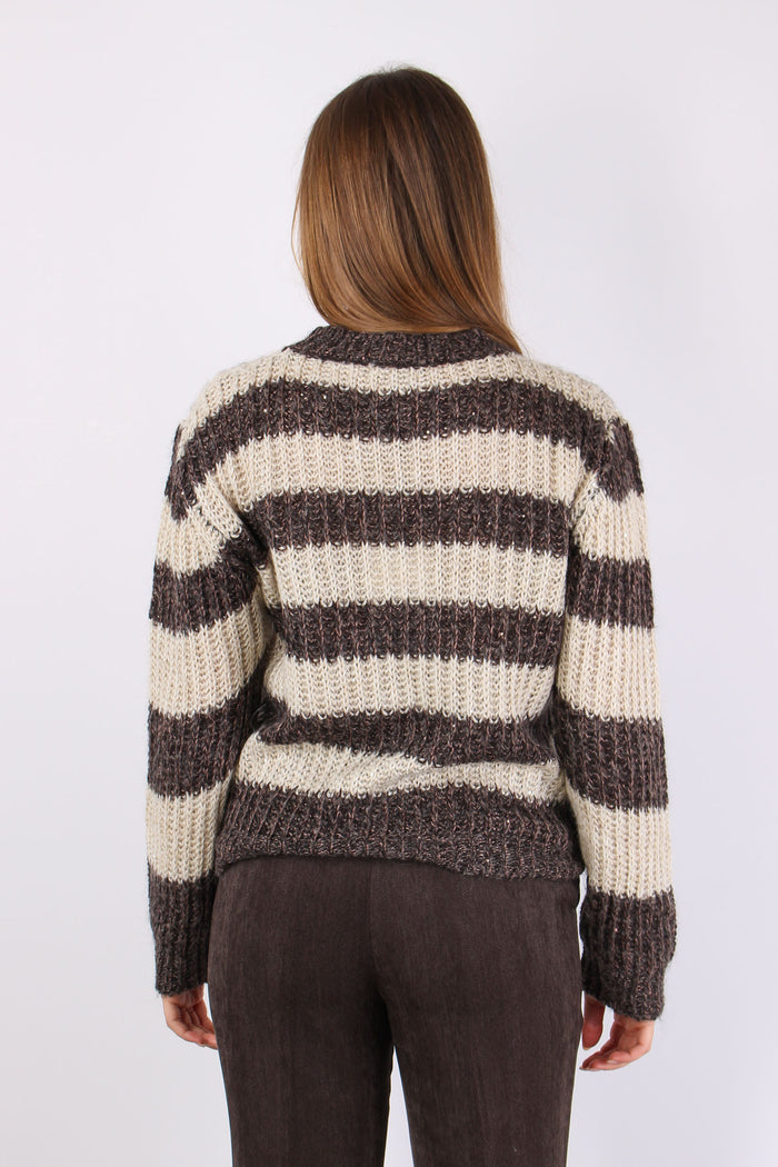 Maglia Riga Paillettes Panna/moro-5