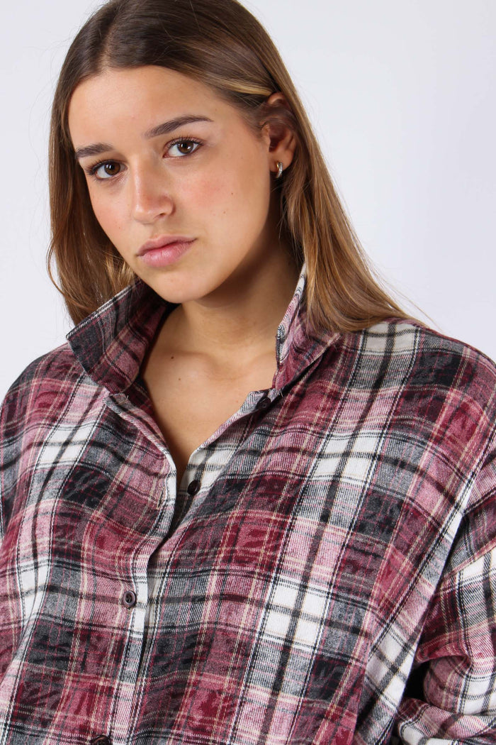 Camicia Quadri Stondata Bordeaux/nero-10