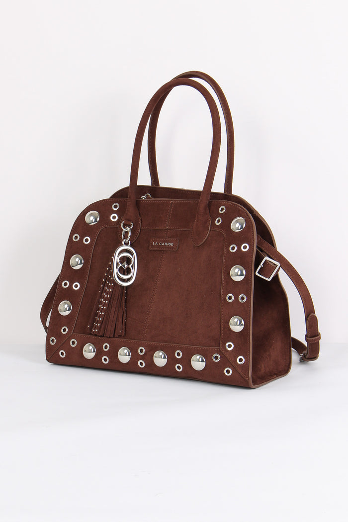 Shopping Camoscio Maxi Borchie Brown-3