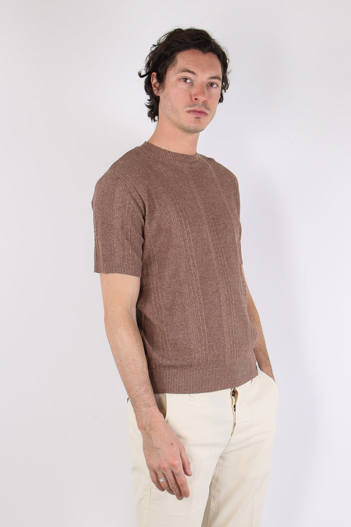 T-shirt Cotone Lavorato Tabacco-7