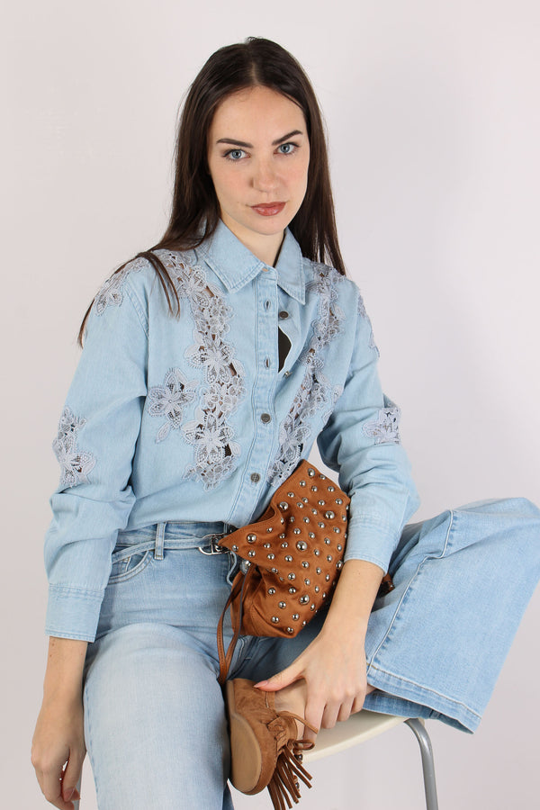 Camicia Denim Pizzo Denim Chiaro-2