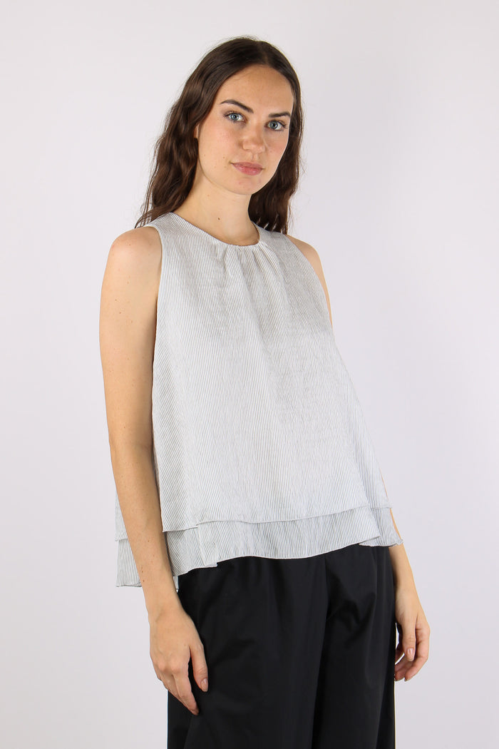 Top Doppiato Riga Viscosa Bianco/nero-6