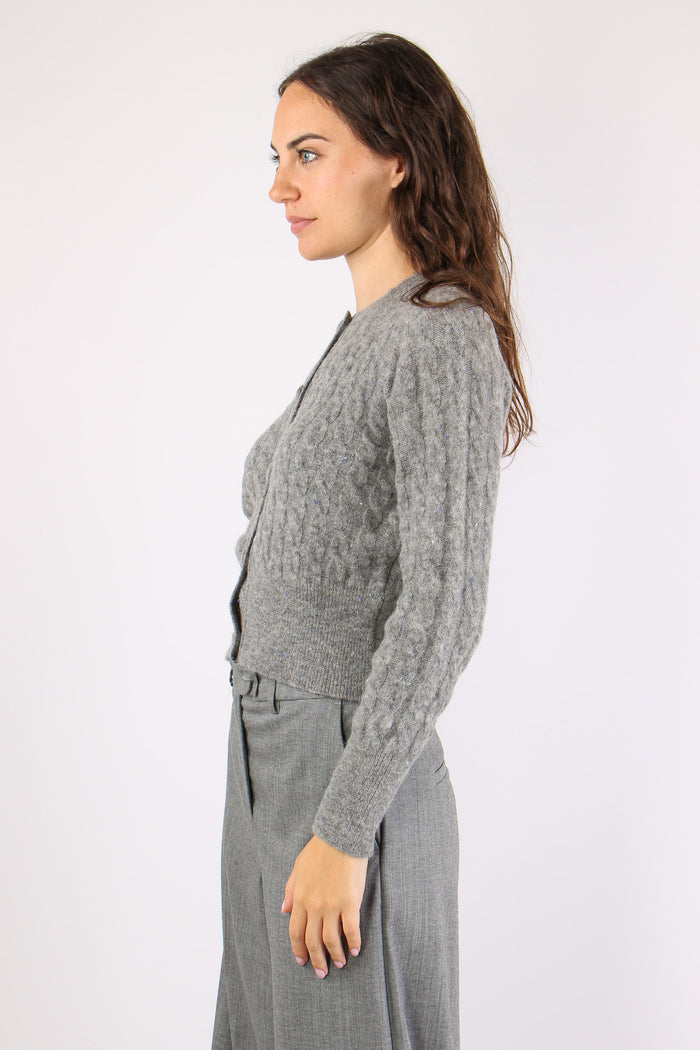 Mllcerta Cardigan Bottonato Grigio-5