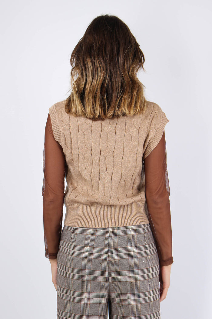 Maglia Girocollo Lurex Viscosa Cammello-4