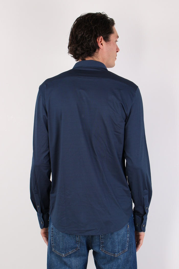 Camicia Tessuto Tecnico Micro Fantasia Dark Blue-4