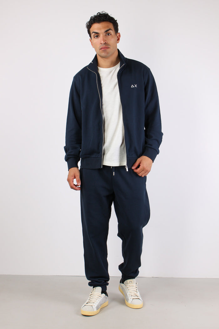 Felpa Full Zip Collo In Piedi Navy Blue-3