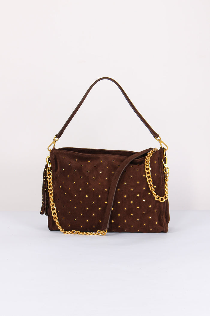 Hobo Camoscio Borchie Dark Brown-3