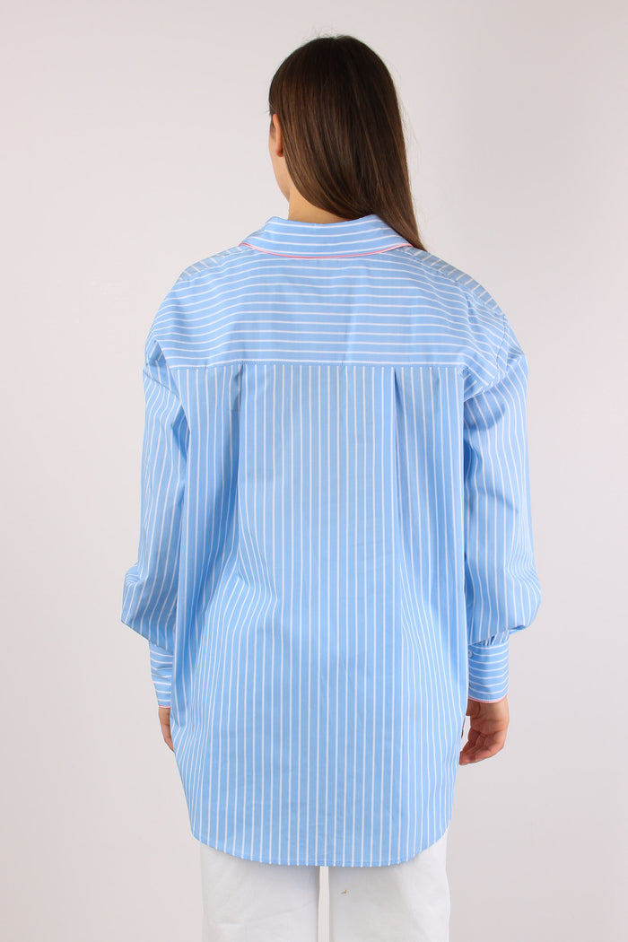 Camicia Over Piping Contrasto Azzurro/bianco-5