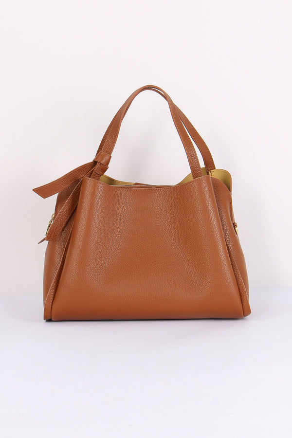 Shopping Fiocco Vera Pell Cuoio