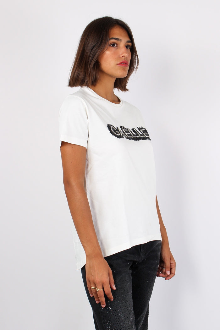 T-shirt Over Logo Strass Off White-5