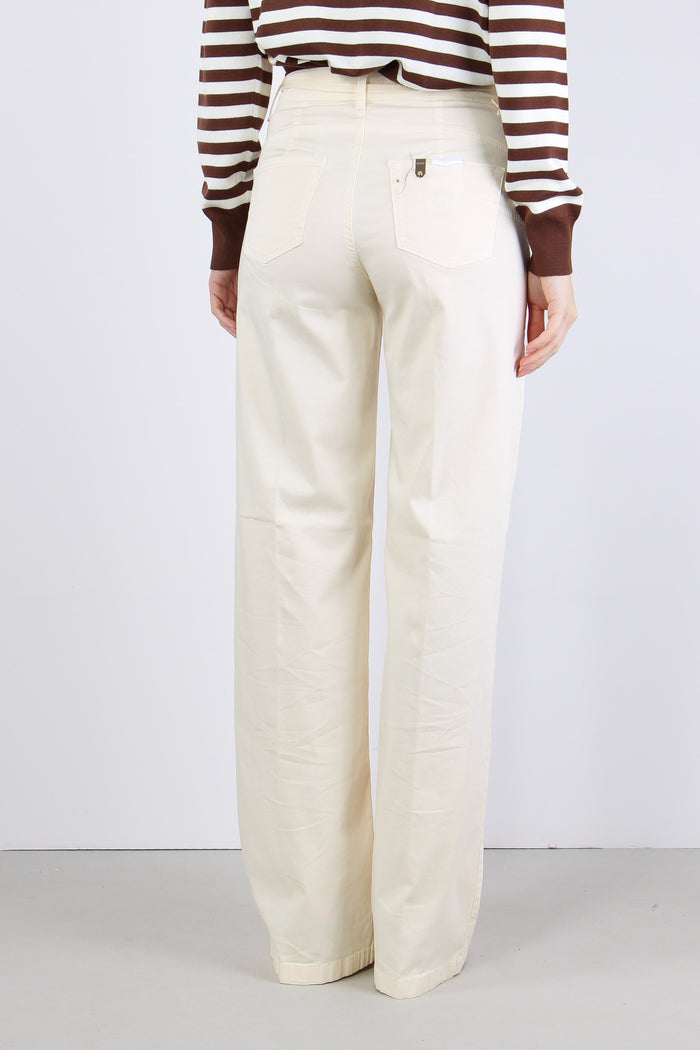 Pantalone Palazzo Cotone Panna-5
