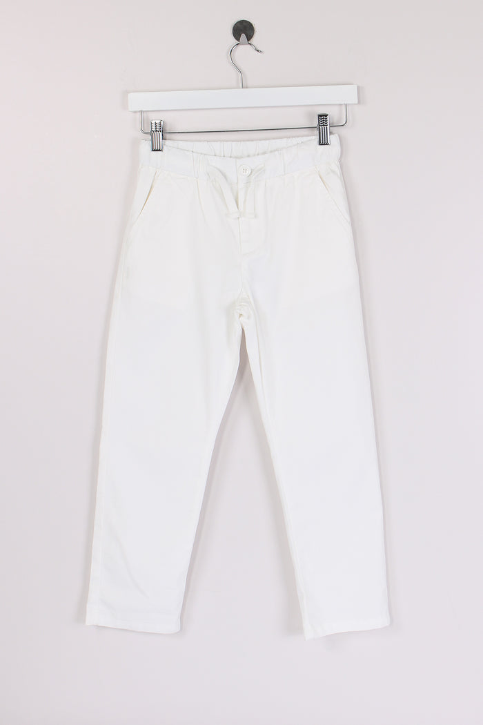 Pantalone Cotone Coulisse Bianco-6