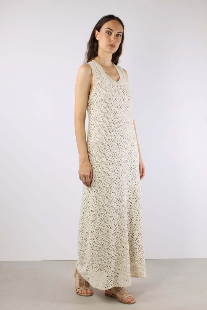 Abito Lungo Macrame Ecru-7