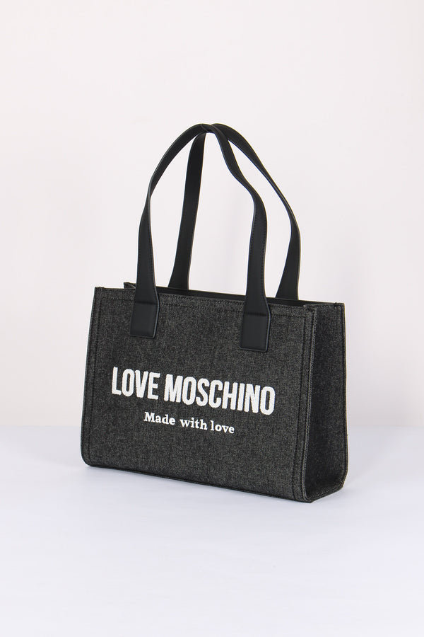 Shopping Rigida Effetto Denim Nero-2