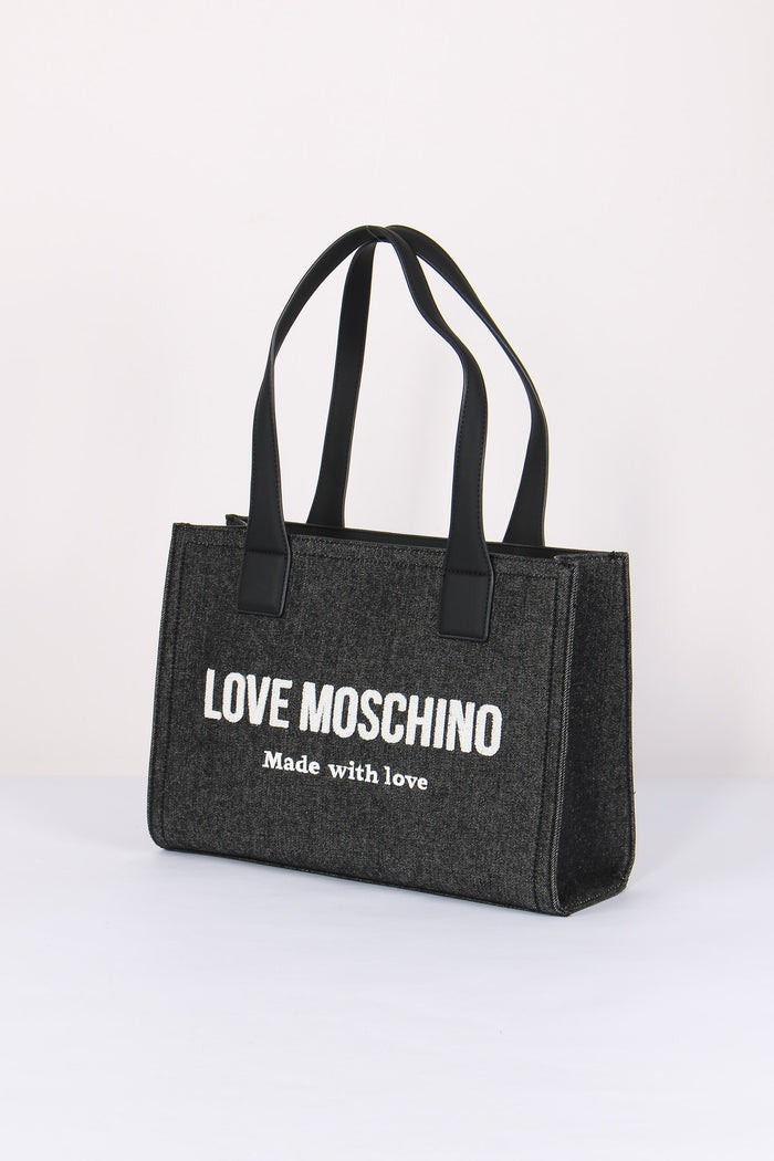 Shopping Rigida Effetto Denim Nero-2
