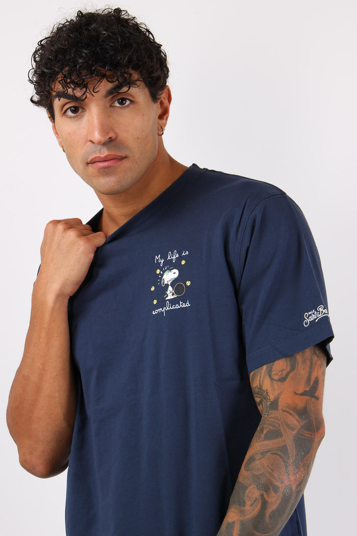 T-shirt Snoopy Complicated Blu-3