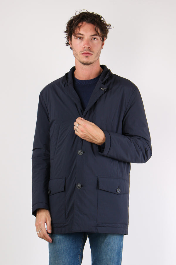 Giubbotto Colletto Velluto Blu-2