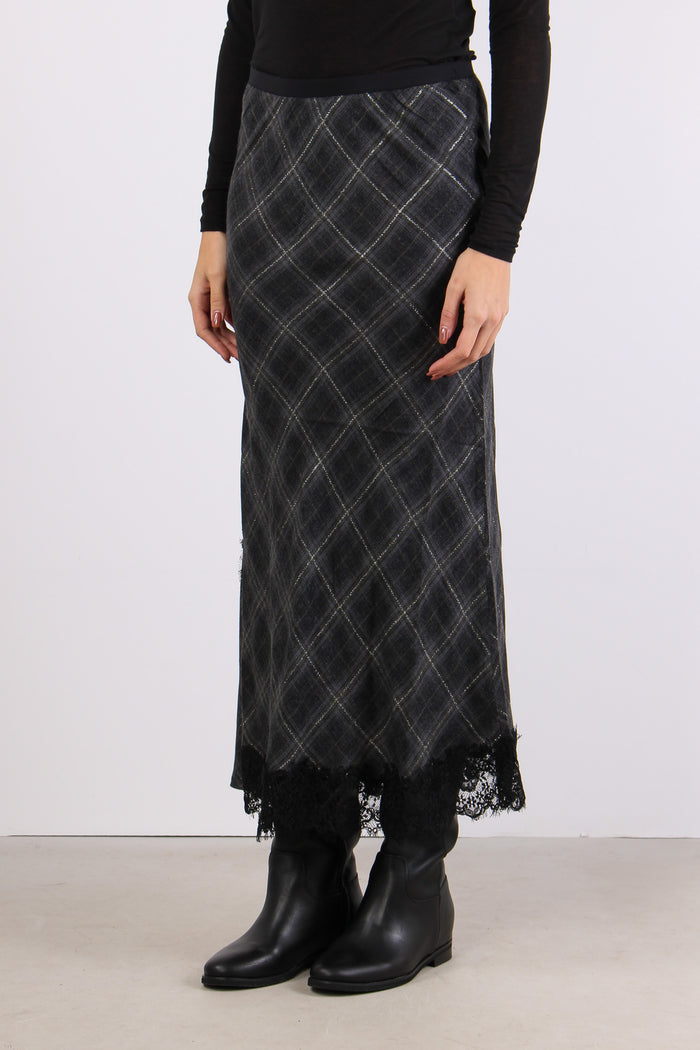 Exaltacion Gonna Check Pizzo Multi Grigio-3