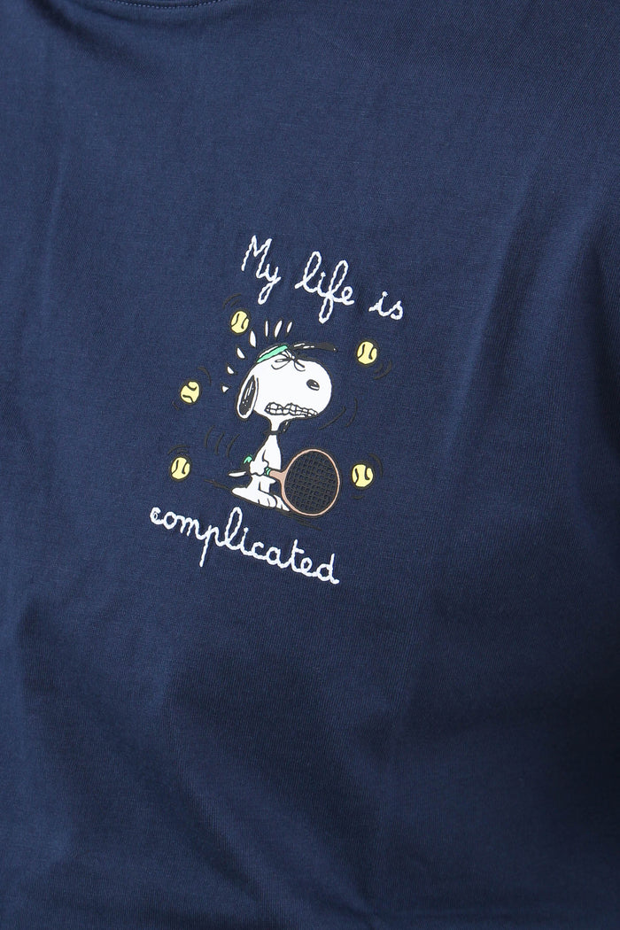 T-shirt Snoopy Complicated Blu-8
