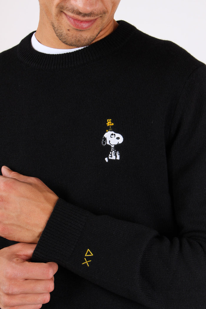 Maglia Logo Ricamo Laterale Nero-7