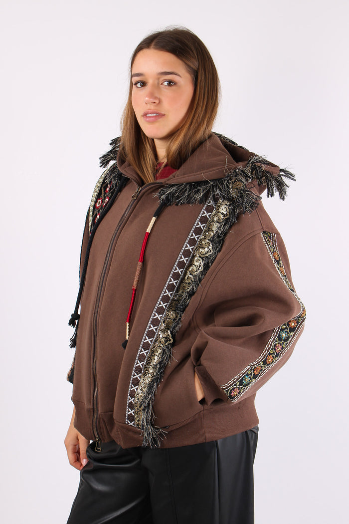 Felpa Zip Passamanneria Intern Fondente-7