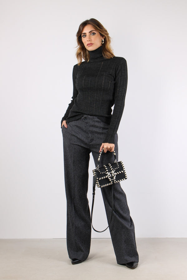 Maglia Collo Alto Smagliata Graphite