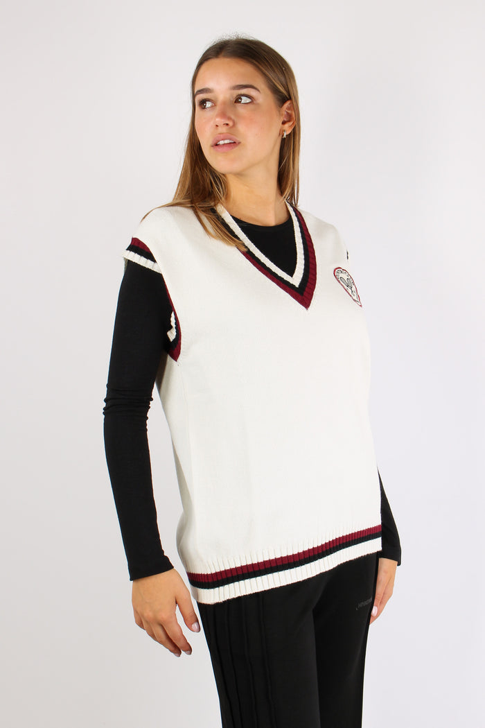 Gilet Patch Tennis Bianco Burro-9