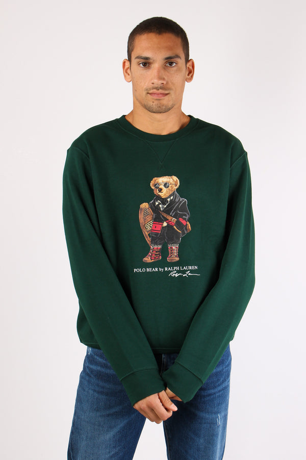 Felpa Girocollo Stampa Orso Moss Agate