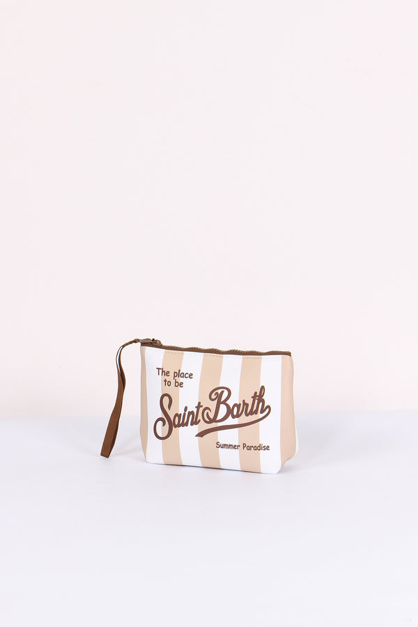 Aline Pochette Righe Beige/bianco-2