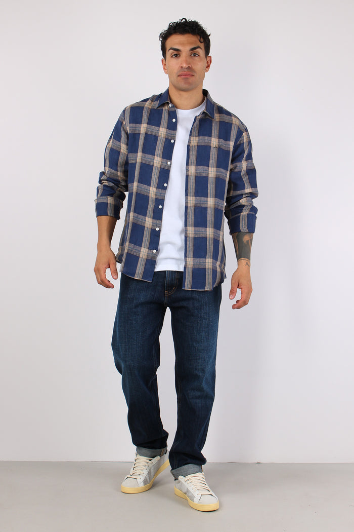 Camicia Madras Lino Navy-5