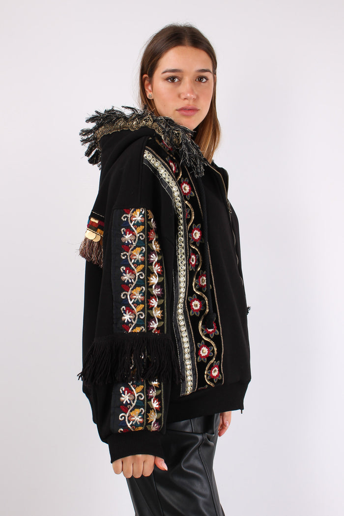 Felpa Zip Passamanneria Intern Nero-7