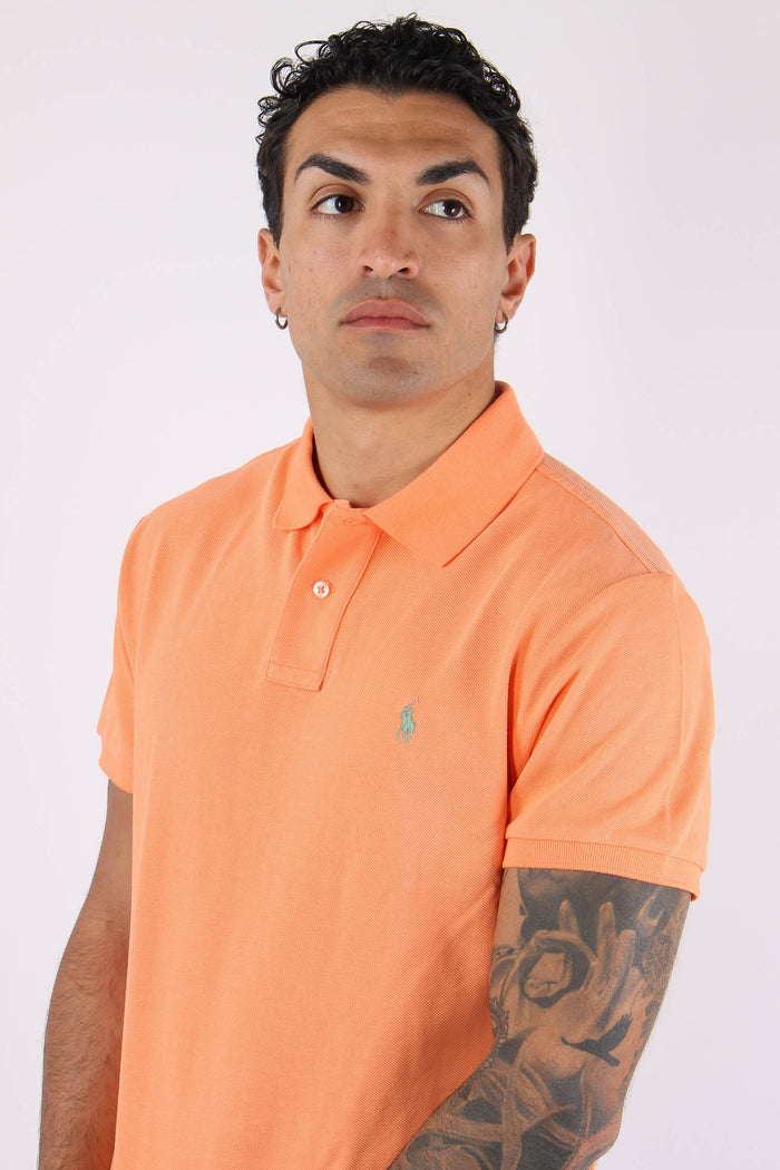 Polo Rete Slim Fit Orange-7