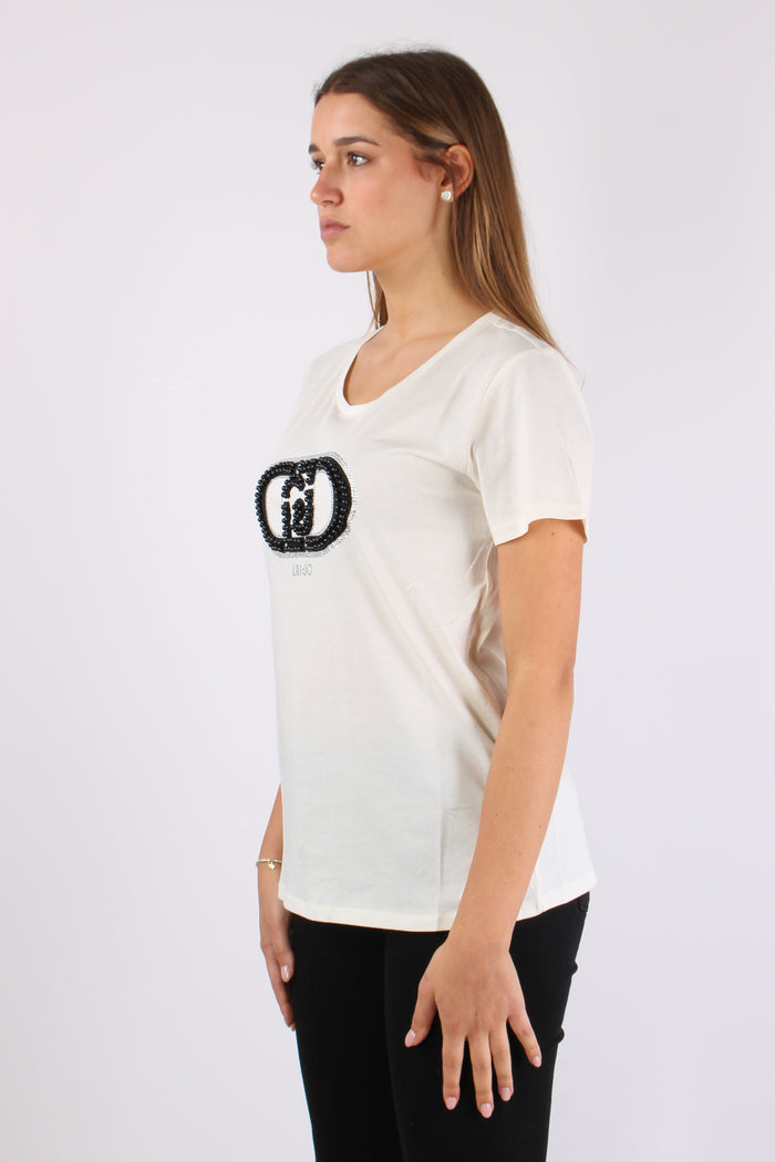 T-shirt Monogram Perle Bianco/monogram-8