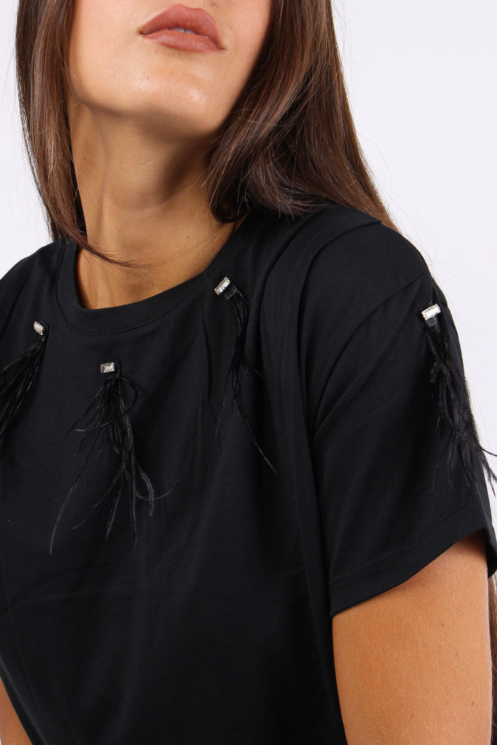 Plume T-shirt M/m Piume Black-5