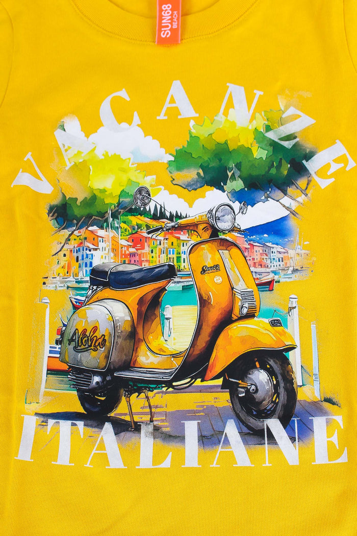 T-shirt Stampa Beach Giallo-2